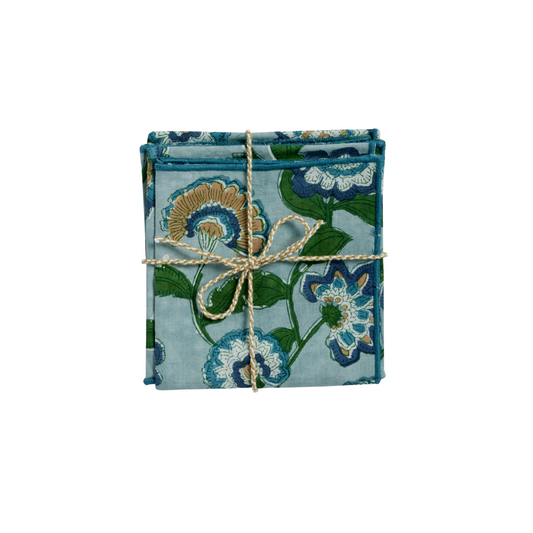 Lot de 2 serviettes coton bleu