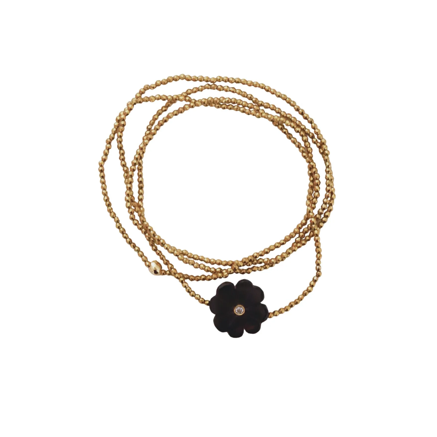 Sautoir Fleur Onyx noir