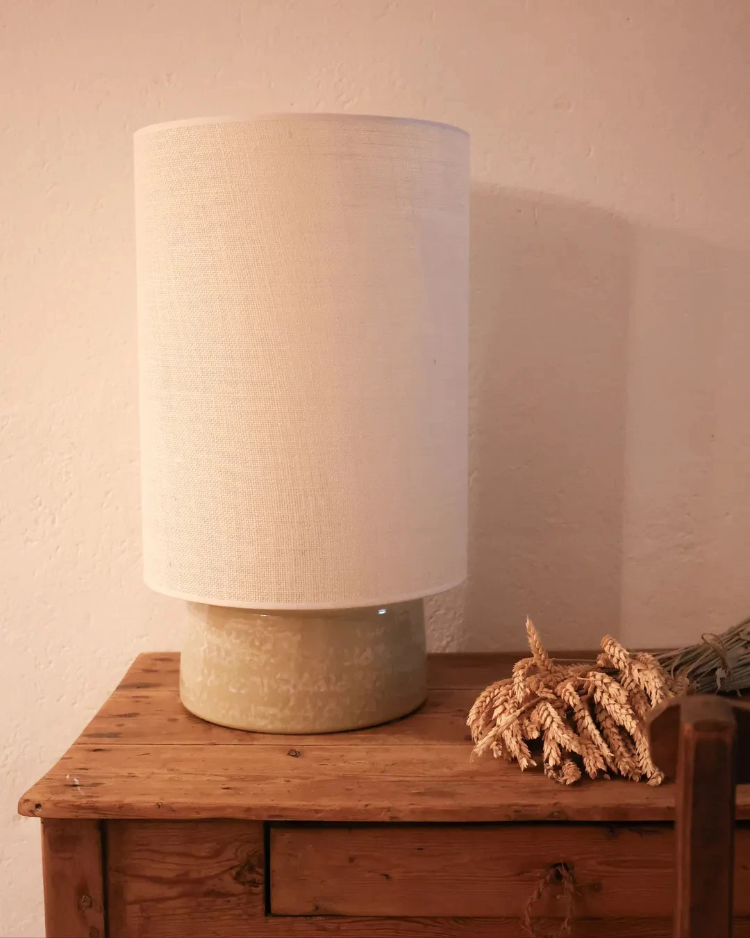 Lampe cylindre lin
