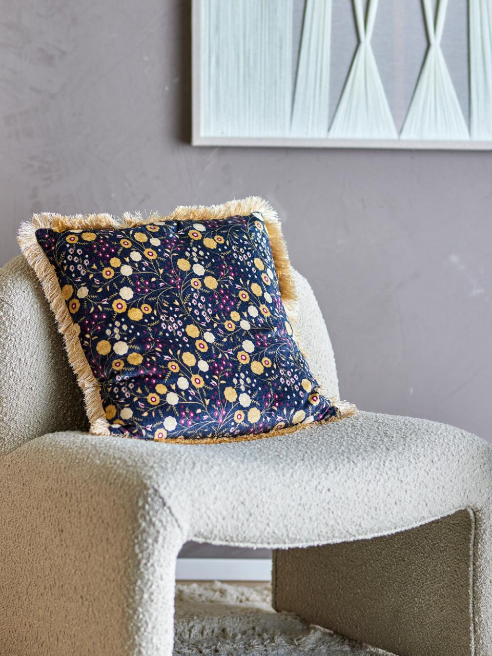 Coussin velours et frange
