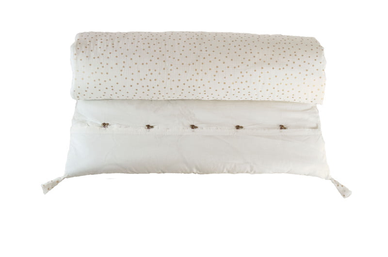 Edredon blanc pois or