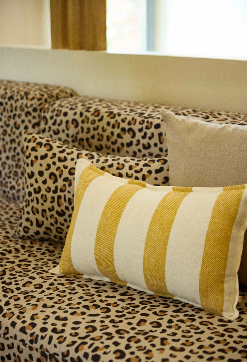 Coussin rayé curry - carré ou rectangle