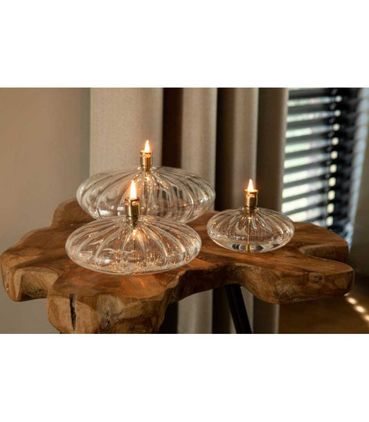 Lampe à Huile Galet Striée - Plusieurs Tailles