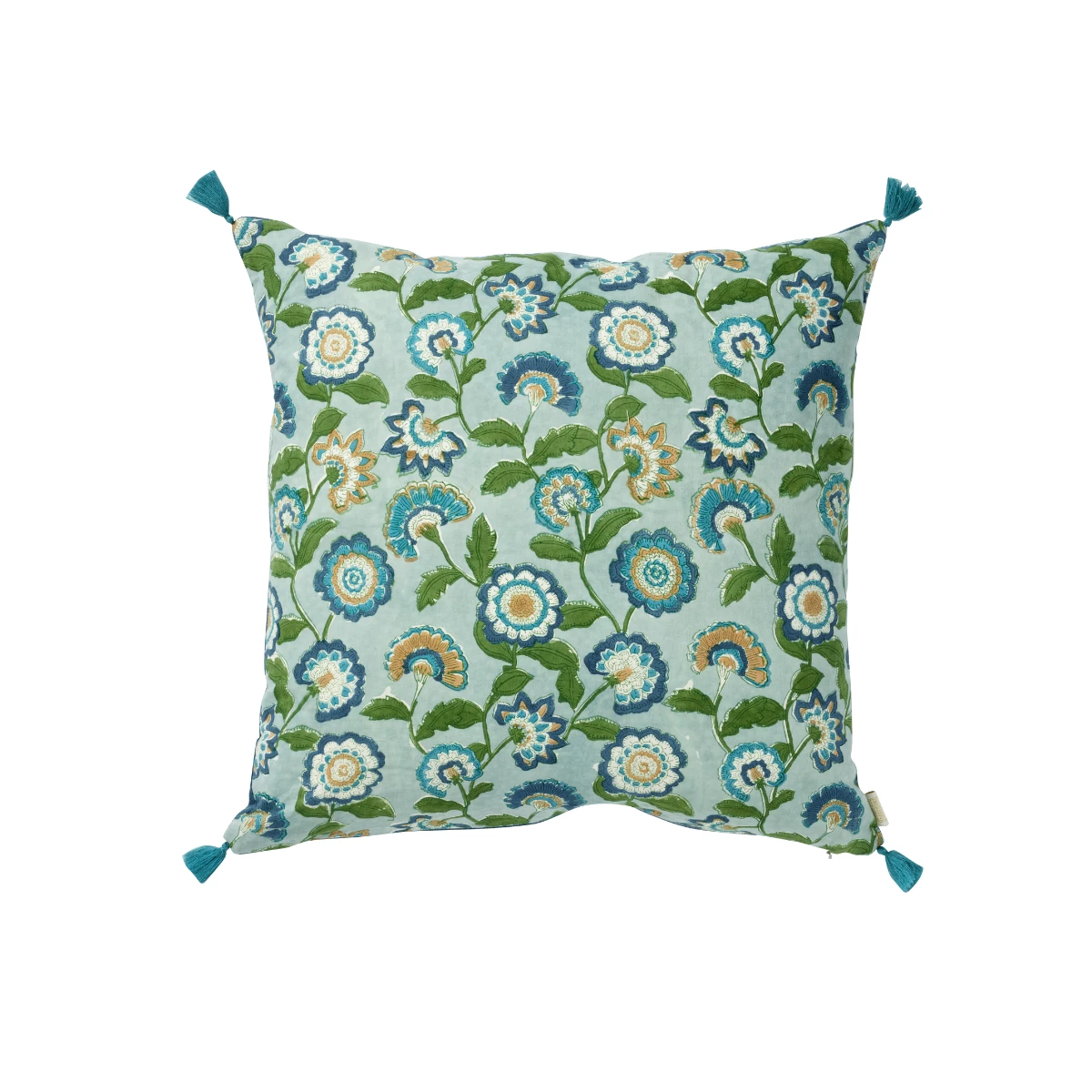 Coussin fleuri bleu