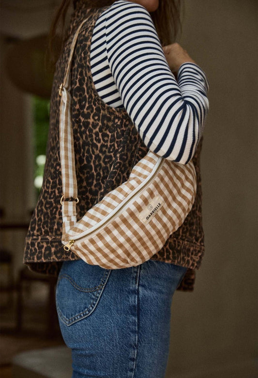 Sac banane vichy camel