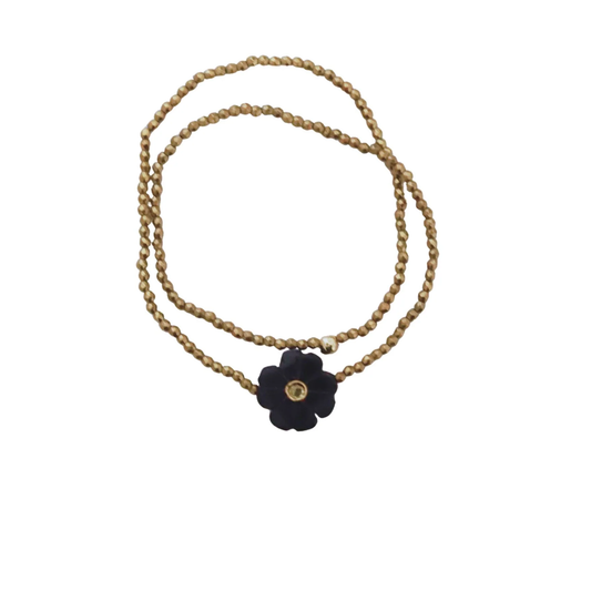 Bracelet double rang onyx noir