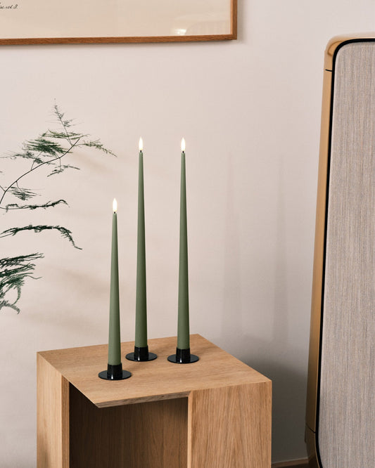 Bougie chandelle LED kaki x 2