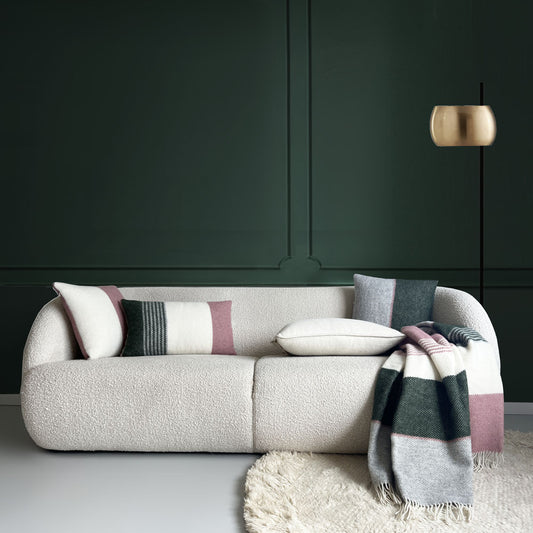 Plaid en laine rose et vert