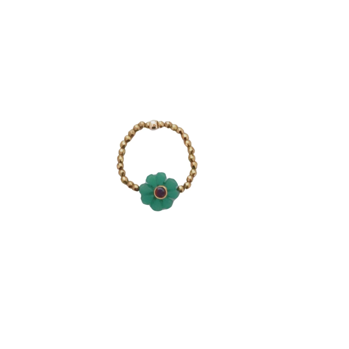 Bague fleur Jade vert