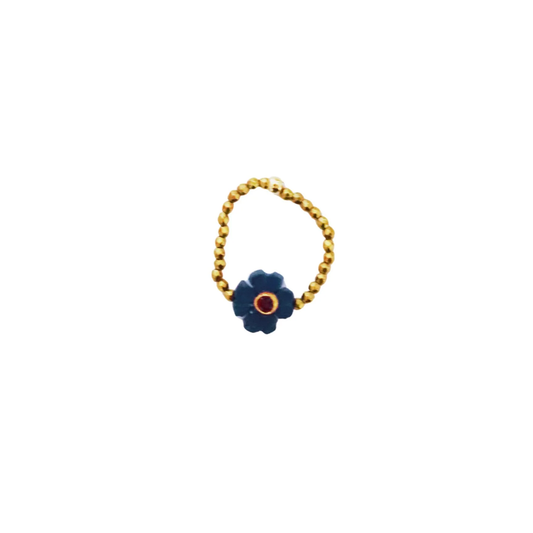 Bague fleur Jade bleu