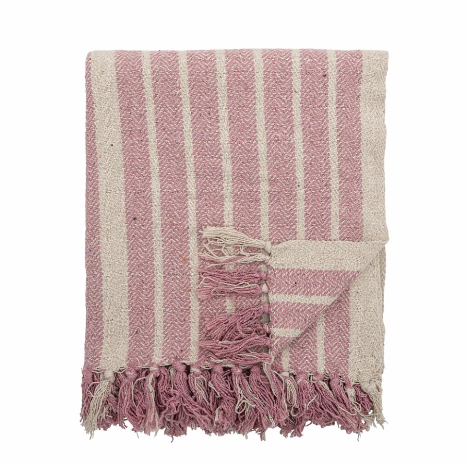 Plaid à rayures roses