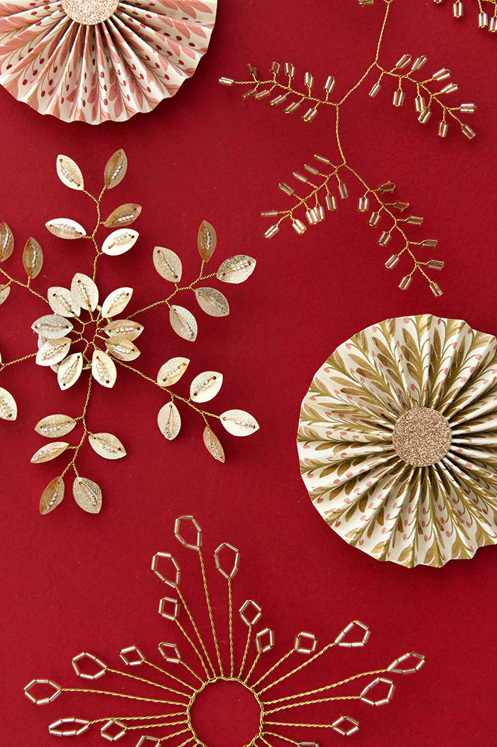 Rosette beige brun rose S - set de 3