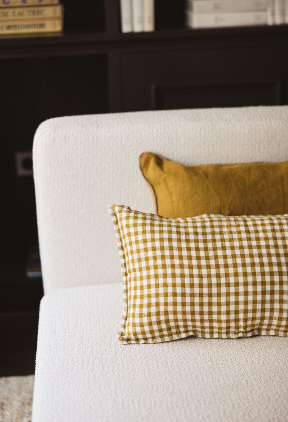 Coussin lin vichy curry