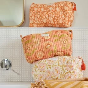 Trousse à fleurs rose