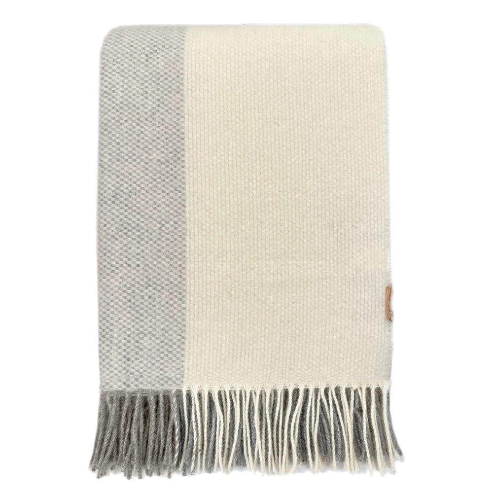 Plaid laine gris et blanc