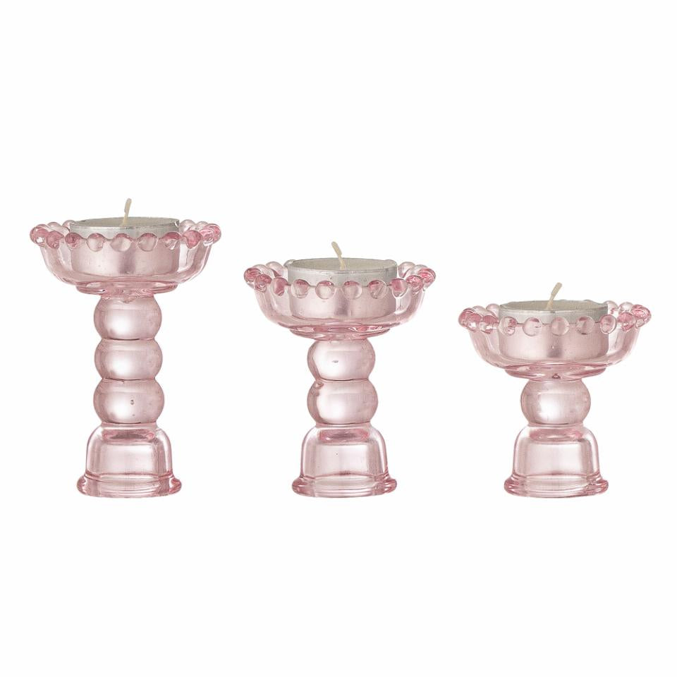 Set de 3 bougeoirs en verre