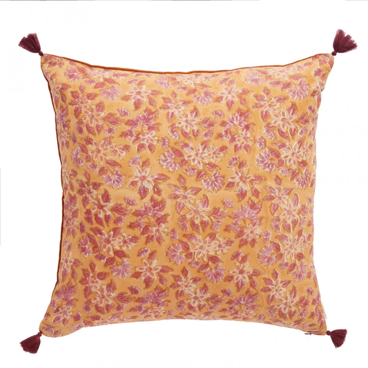 Coussin à fleurs safran