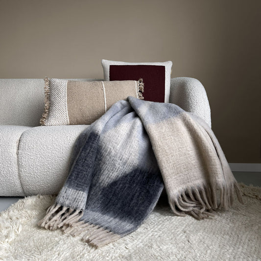Plaid dégradé gris beige