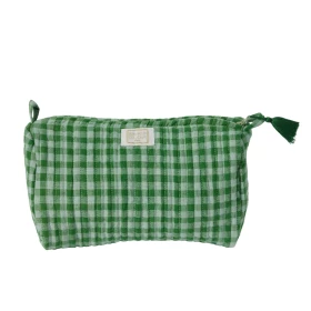 Trousse vichy bleu vert