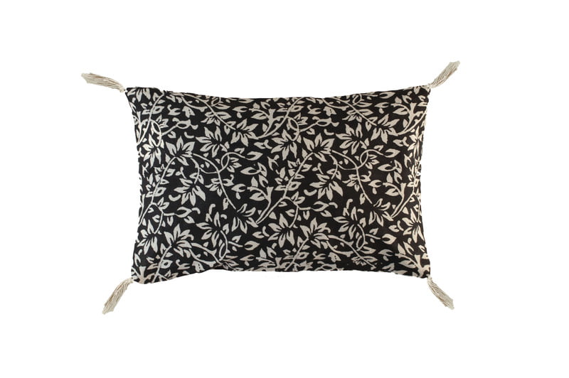 Coussin feuille noir 20 x 30 cm