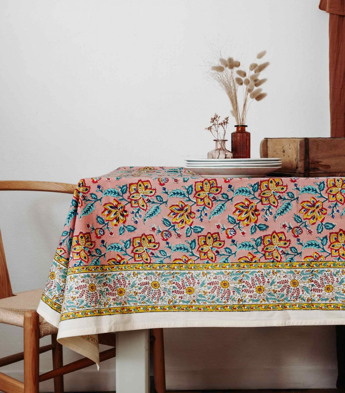 Nappe à fleurs rose