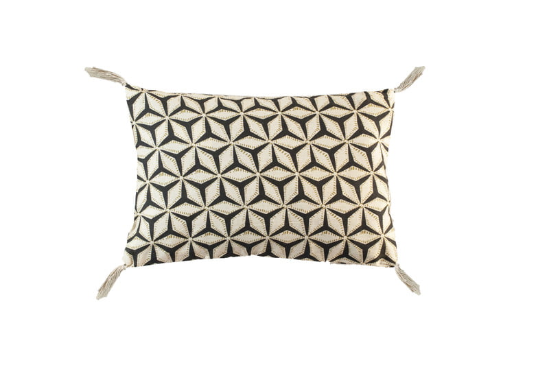 Coussin étoile blanc et noir 20 x 30 cm