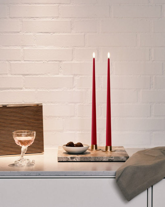 Bougie chandelle LED rouge x 2