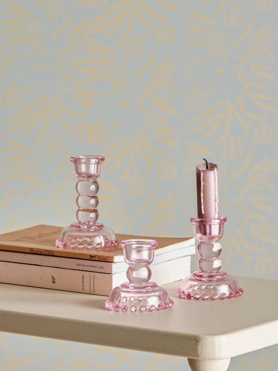 Set de 3 bougeoirs en verre