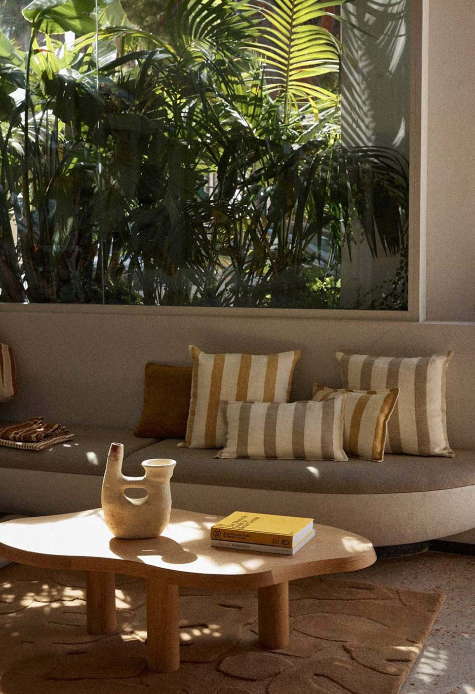 Coussin rayé curry - carré ou rectangle