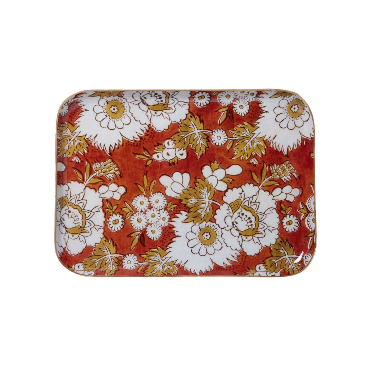 Plateau fleurs terracotta L