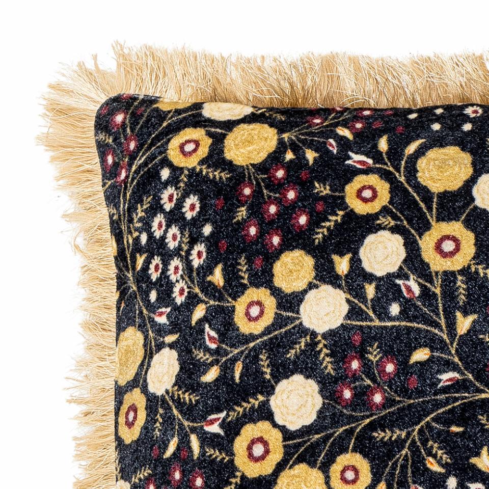Coussin velours et frange
