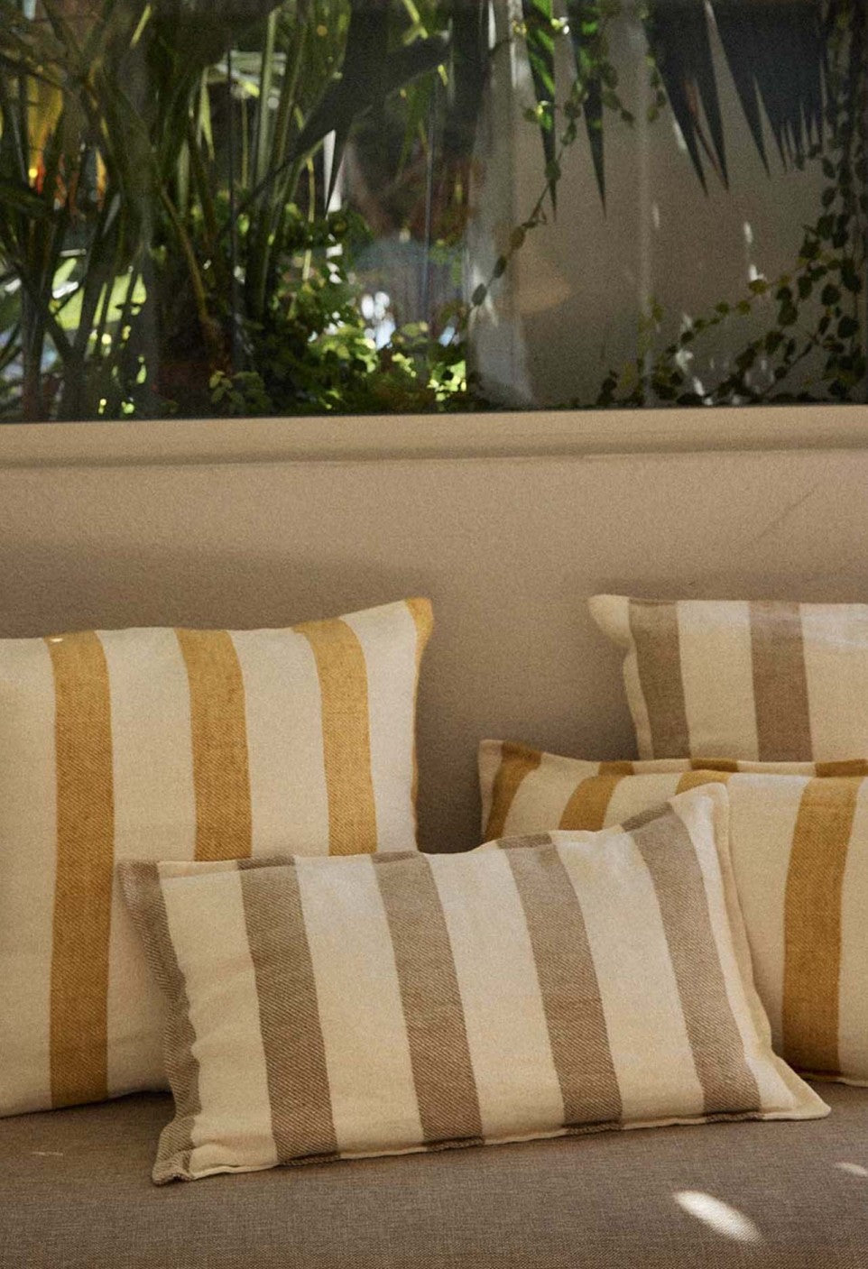 Coussin rayé curry - carré ou rectangle