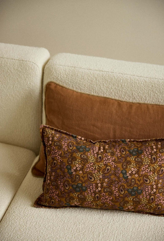 Coussin arabesque tabac