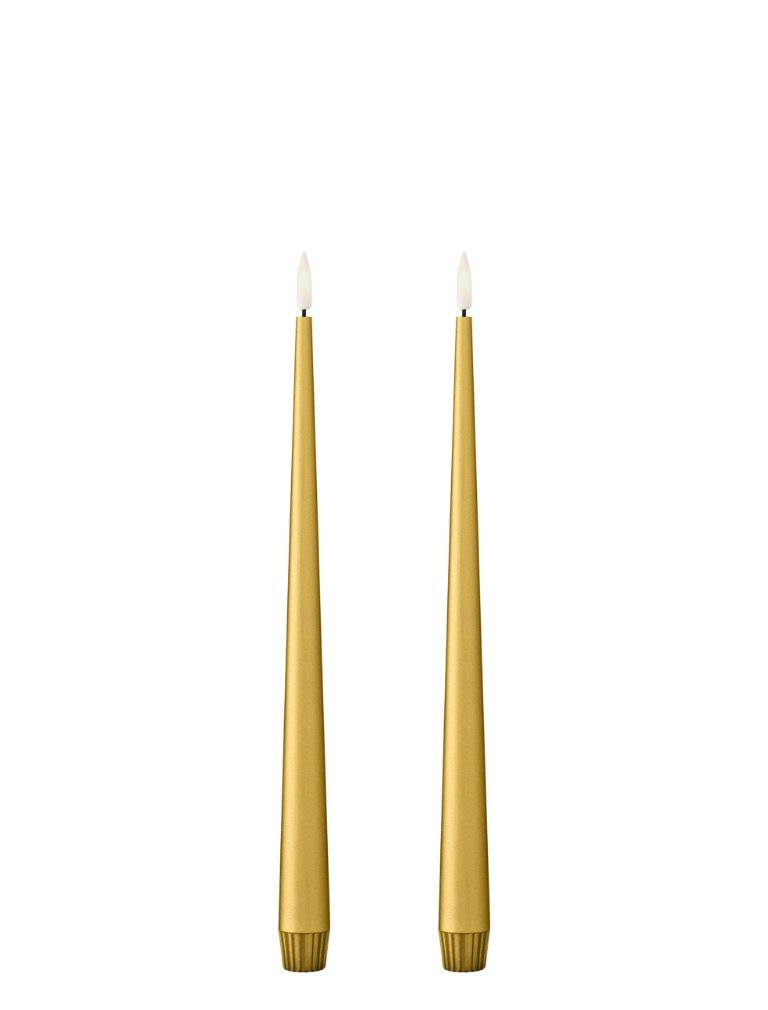 Bougie chandelle LED gold x 2