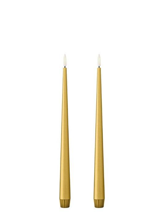 Bougie chandelle LED gold x 2