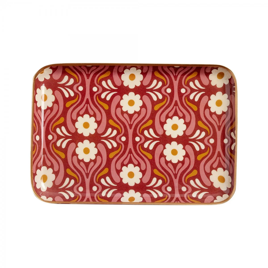 Plateau fleurs bordeaux M