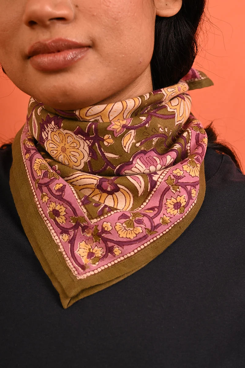 Foulard indien kaki