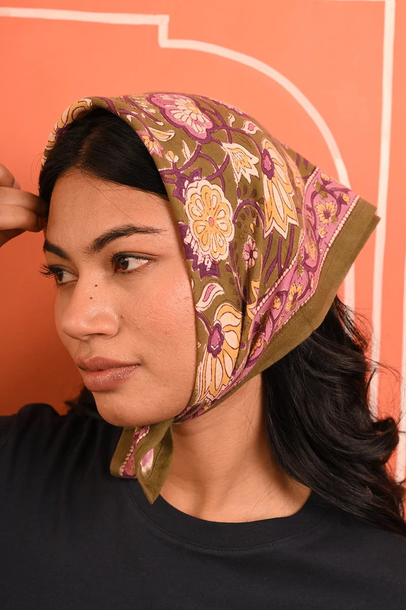 Foulard indien kaki