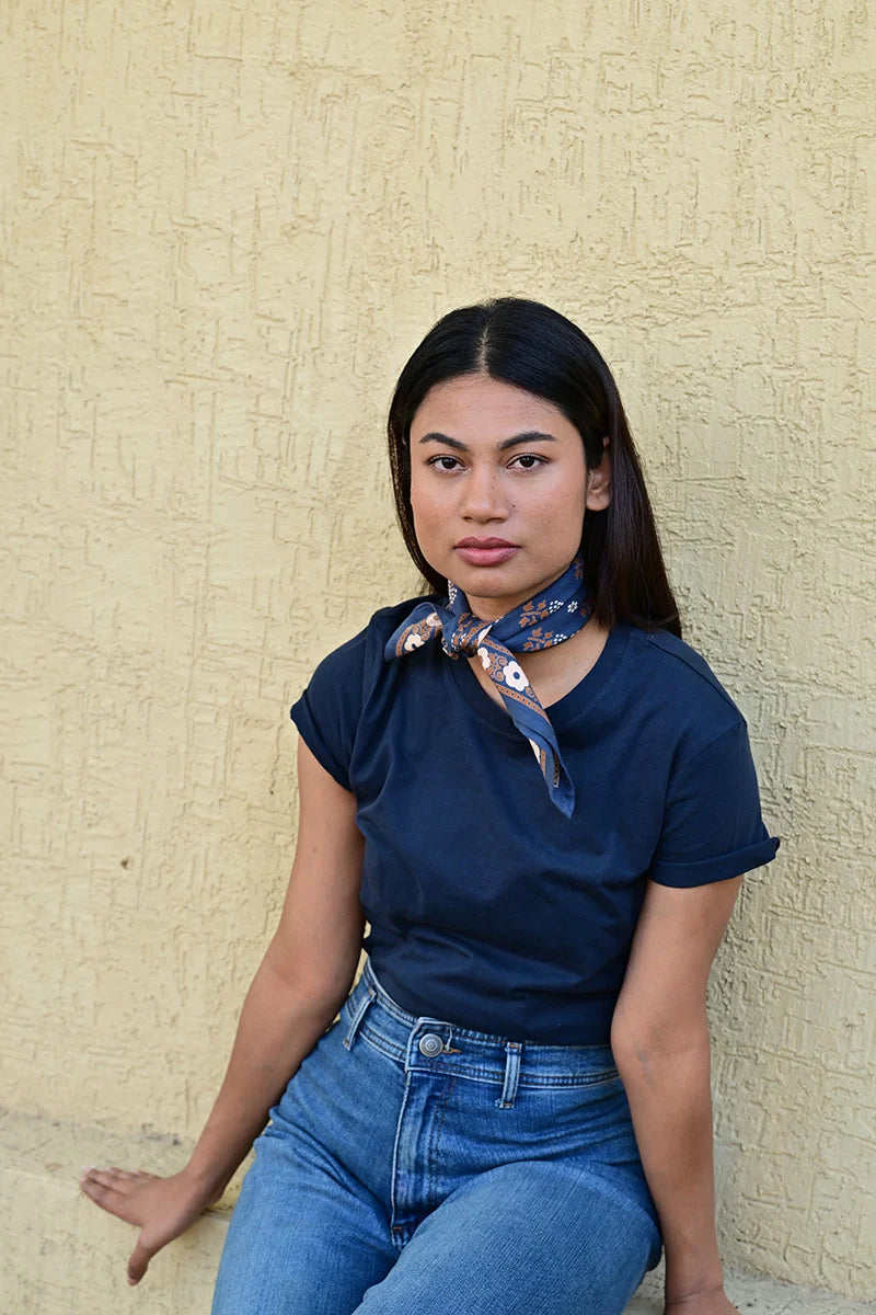 Foulard indien bleu
